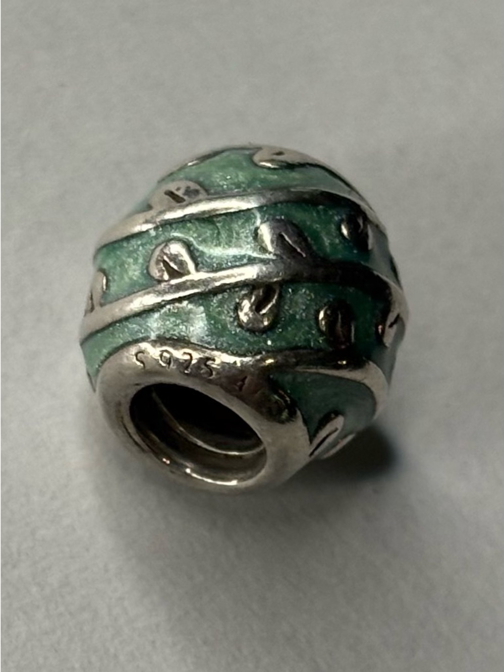 Pandora Retired Green Vines Enamel Sterling Charm 790438 🌿✨